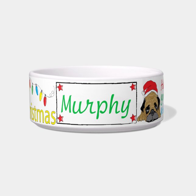 Christmas BullDoggy Pet Bowl Furry Little Xmas/Med (Front)