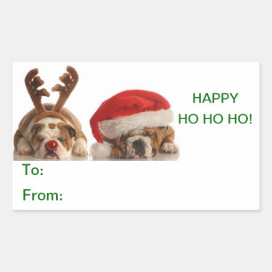 Christmas Bulldogs Gift Label Sticker