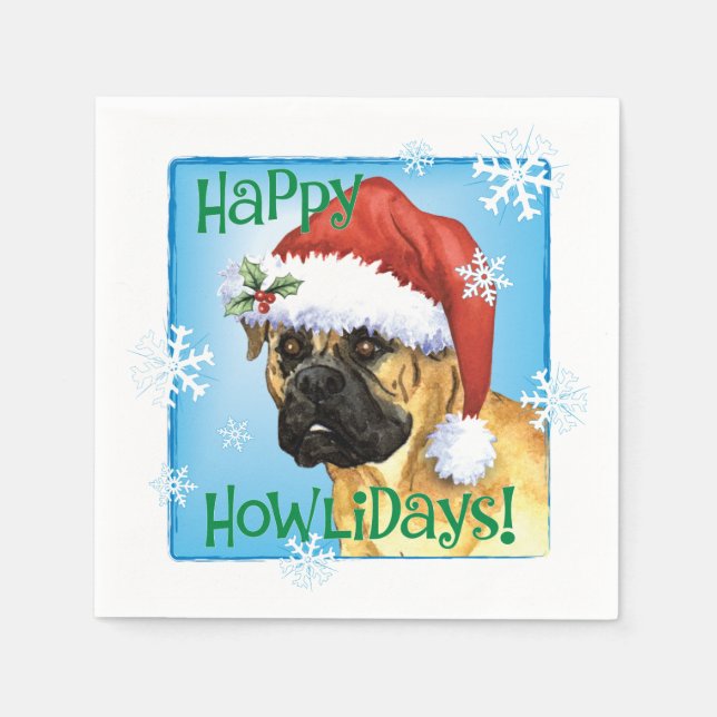 Christmas Bullmastiff Napkin (Front)