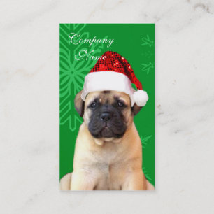 Christmas bullmastiff puppy business card