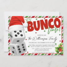 Christmas Bunco Night Invitation Dice Party Invite