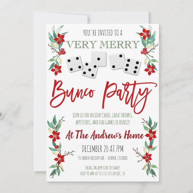 Christmas Bunco Party Invitation (Front)