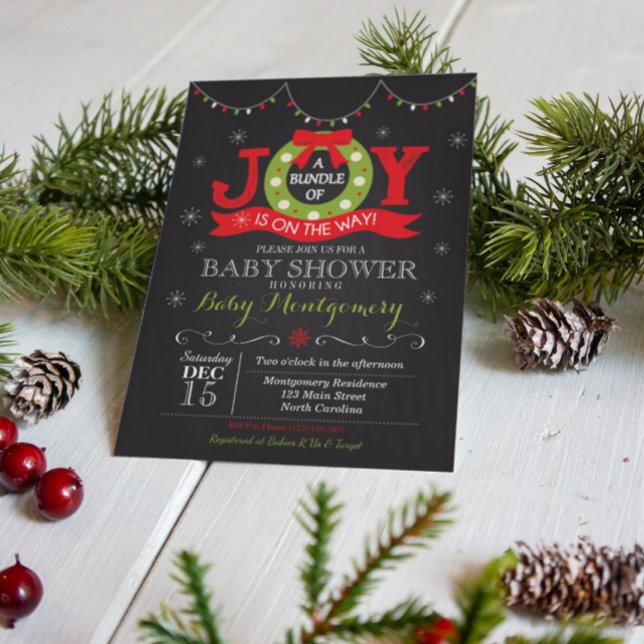 Christmas Bundle of Joy Baby Shower Invitation (Creator Uploaded)