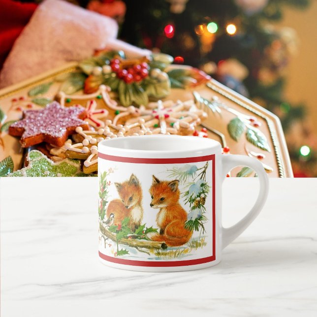 Christmas Bunnies Fox Child's Cup Personalise NAME (Creator Uploaded)