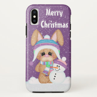 Christmas bunny and snowman add name Case-Mate iPhone case
