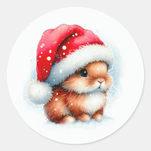 Christmas Bunny Classic Round Sticker