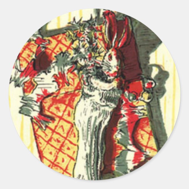 Christmas Bunny Classic Round Sticker (Front)