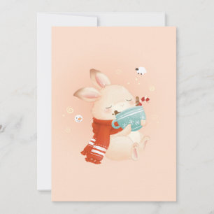 Christmas Bunny Cuddles - Festive in a Cup Holiday Card