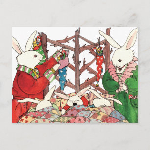 Christmas Bunny Family Holiday Postcard
