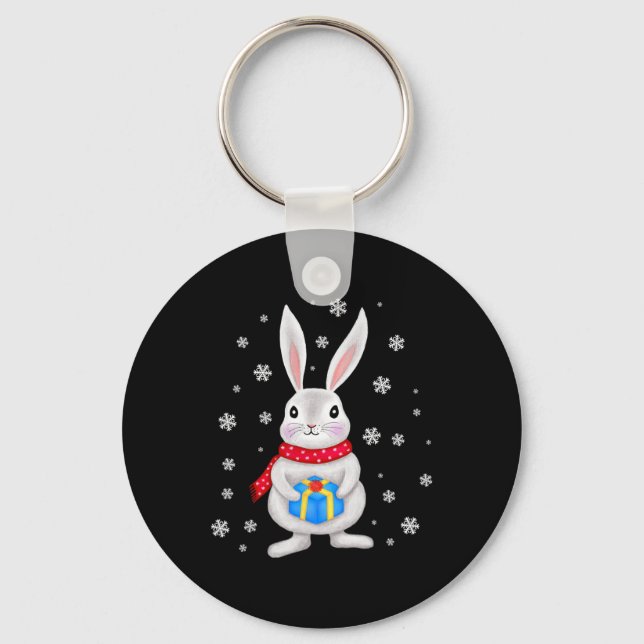 Christmas Bunny Rabbit Christmas Children  Key Ring (Front)