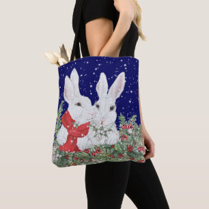 Christmas Bunny Rabbit Lover's Cute Holiday Winter Tote Bag