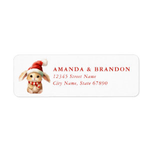 Christmas Bunny Rabbit Return Address Labels