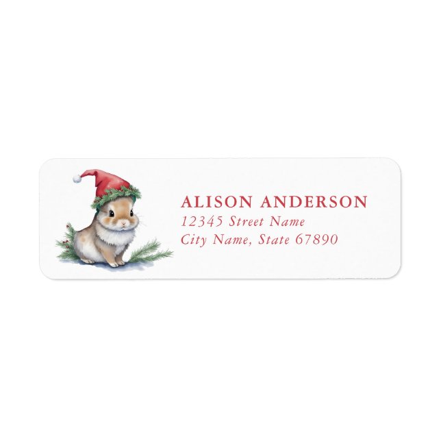 Christmas Bunny Return Address Labels (Front)