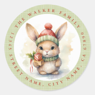 Christmas Bunny Round Stickers