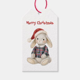 Christmas Bunny Santa Hat Gift Tags