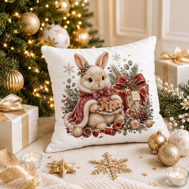 Christmas bunny throw pillow (Christmas bunny throw pillow)