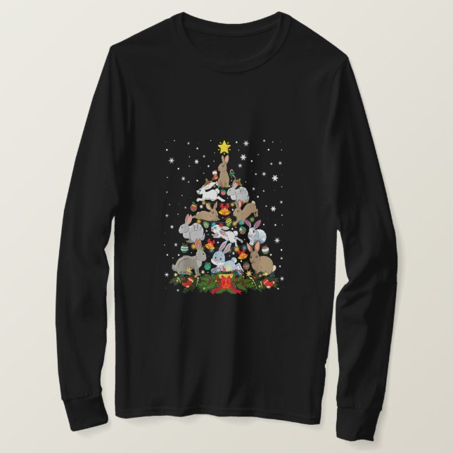 Christmas Bunny Tree Funny Rabbit Lover Xmas Decor T-Shirt (Design Front)