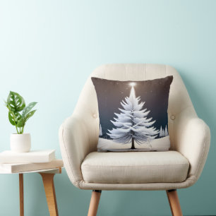 Christmas Bunny With White Pine Tree Cushion