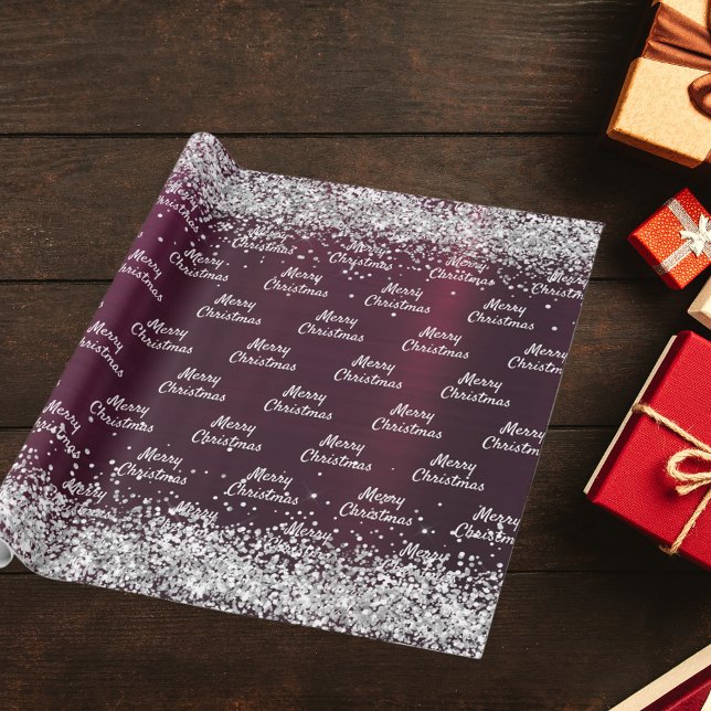 Christmas burgundy silver elegant wrapping paper (Creator Uploaded)