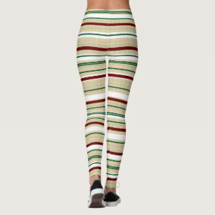 Christmas burlap striped  leggings
