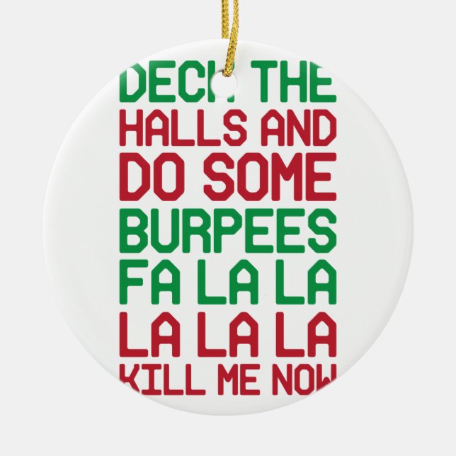 Christmas Burpees Ceramic Tree Decoration (Front)