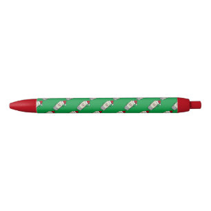 Christmas Burrito Waving Hello Santa Hat Holiday Black Ink Pen