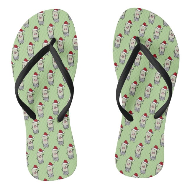 Christmas Burrito Waving Hello Santa Hat Jandals (Footbed)