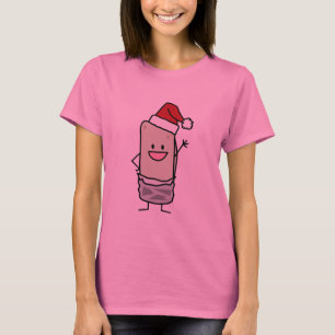 Christmas Burrito Waving Hello Santa Hat T-Shirt