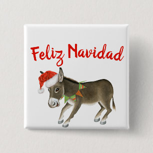 Christmas Burro Feliz Navidad Customisable 15 Cm Square Badge