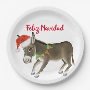 Christmas Burro Feliz Navidad Customizable Paper Plate