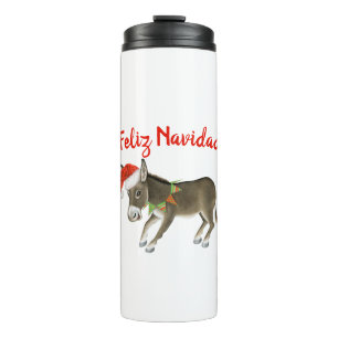 Christmas Burro Feliz Navidad Customizable Thermal Tumbler