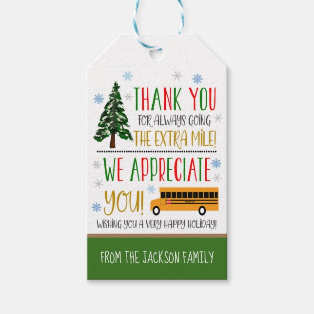Christmas Bus Driver Appreciation Gift Tag (Front)