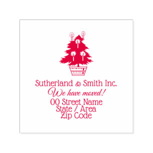 Christmas business moving xmas tree new address self-inking stamp