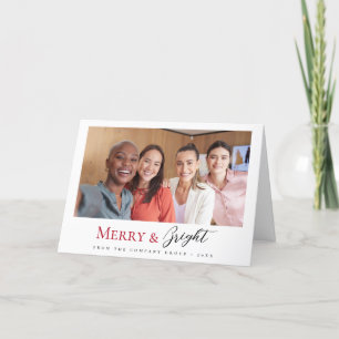 Christmas Business Team Photo Merry and Bright Holiday Card