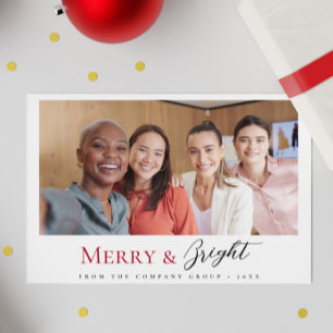 Christmas Business Team Photo Merry and Bright Holiday Card