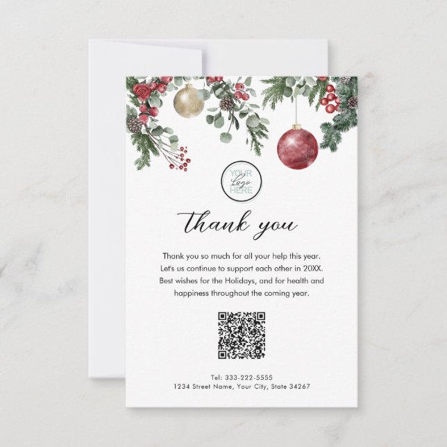 Christmas Business Thank You Card with QR Code (Front)