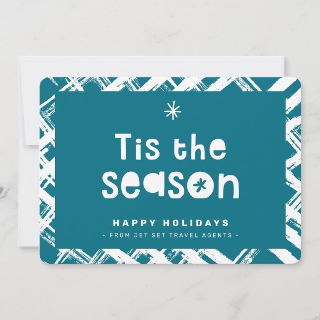 CHRISTMAS BUSINESS THANKS logo tis the season blue Invitation (Front)