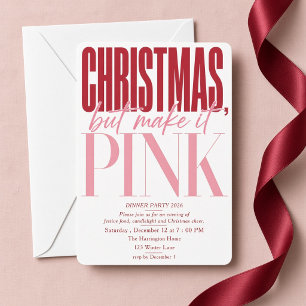 Christmas But Make It Pink Dinner Party Invitation