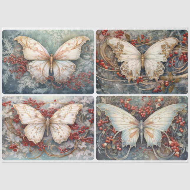 Christmas Butterflies 4 square  Tissue Paper (Front)