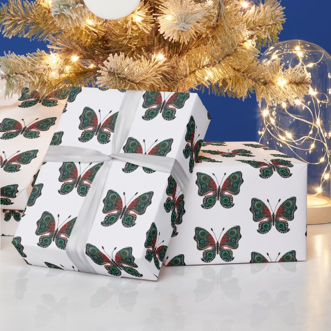 Christmas butterflies wrapping paper (Holidays)