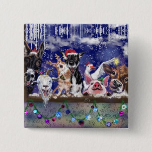 Christmas Button Gift Funny Animal Party