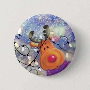 Christmas Button Gift with Happy Reindeer
