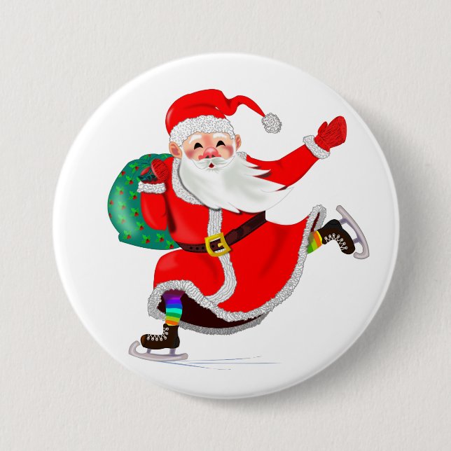 Christmas Button Santa with Gifts (Front)