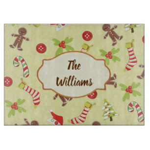 Christmas Buttons and Gingerbread Men Cutting Board