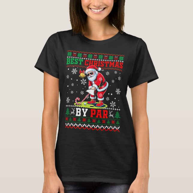 Christmas By Par Santa Sweater Playing Golf Golfer (Front)