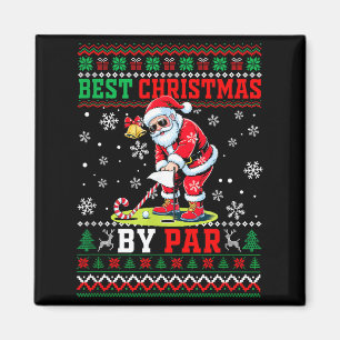 Christmas By Par Santa Sweater Playing Golf Golfer Magnet