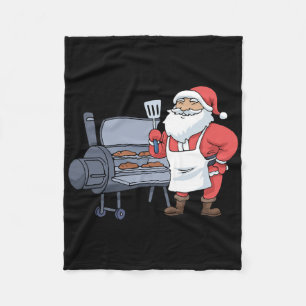 Christmas Byrbecue Santa Claus Grill Smoker Steak Fleece Blanket
