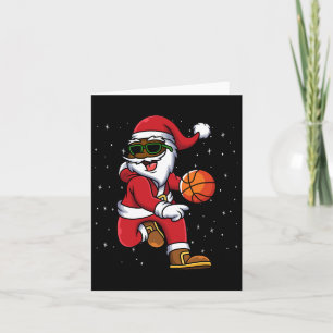 Christmas Bysketbyll Black African American Santa Card