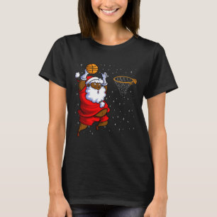 Christmas Bysketbyll Black African American Santa T-Shirt