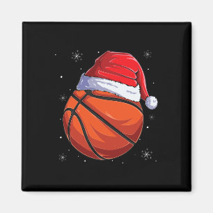Christmas Bysketbyll Byll Santa Hat Fun Sport Xmas Magnet